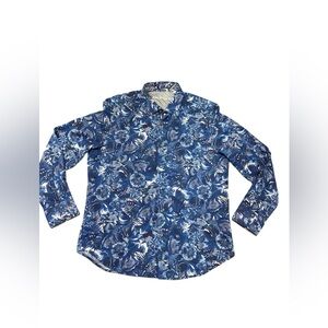 Robert Graham Men’s Long Sleeve Shirt XL Rambling Floral Blue Casual Summer